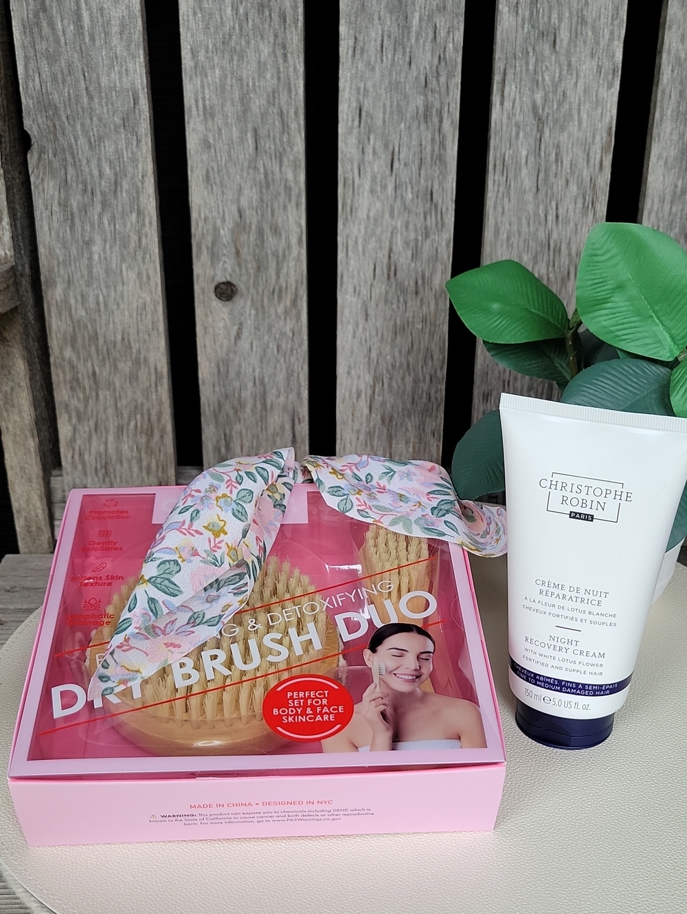 Christophe Robin Paris - Night Recovery For HAIR, Body Brush Duo, Hair Tie